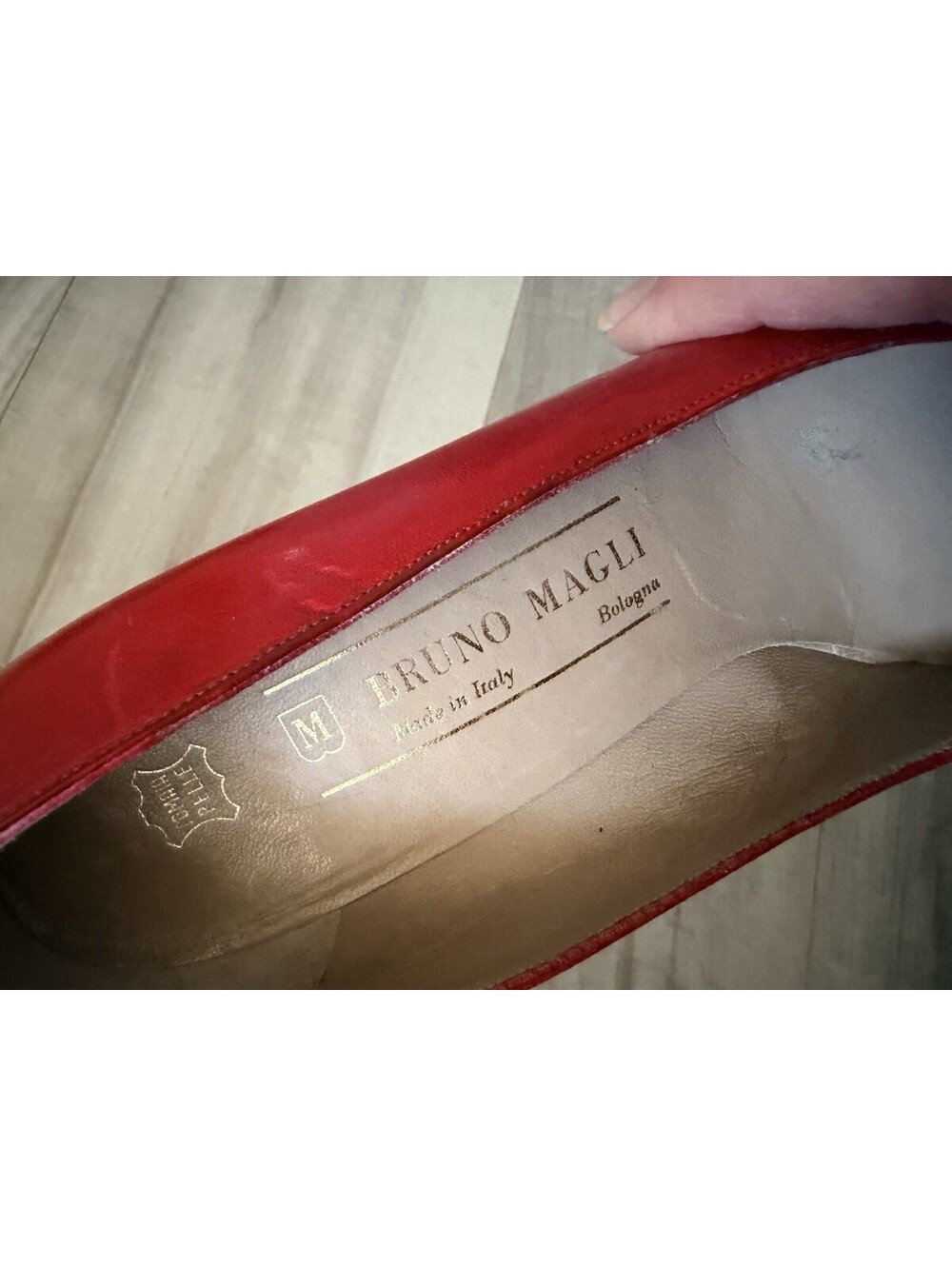 Bruno Magli Shoes Womens Sz 8.5 AAAA Red Leather Pointed Toe Pumps Italy Vtg Bow - Picture 8 of 9
